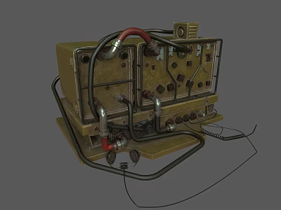 Industrial Equipment Featuring Metal Frame Pipes Cables Control Panel and Valves 3d model