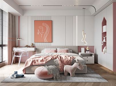 Modern Children's Room Daughter Room Bedroom 3d model