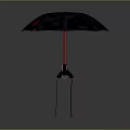 Stylish Dark Blue Umbrella With Red Handle Black Frame And Canopy Design