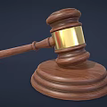 Wooden Gavel With Golden Band And Sturdy Wooden Base For Home Living Use