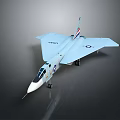 Light Blue USAF Model Airplane with Delta Wing Landing Gear and Shiny Exterior
