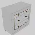 White Chest of Drawers with Golden Handles and Decorative Trim Design