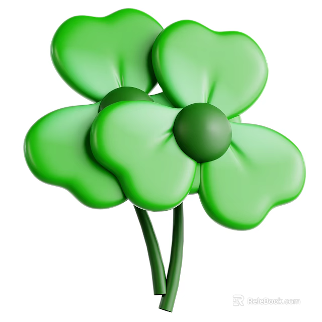 3D Green Plants Featuring Bright Green Flowers with Rounded Petals and Thick Stems 3d model 