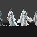 Four Men in Traditional Flowing Robes Standing on Black Background with Reflections