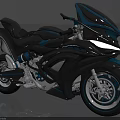 Sleek Black And Blue Sport Motorcycle With Aerodynamic Body Stylish Wheels And Ergonomic Seat