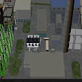 Industrial Factory Complex With Multiple Buildings Chimneys Green Structures And Roof Layout