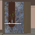 Entryway Hallway Featuring Dark Marble Wall Orange Accent And White Console Table With Green Plant