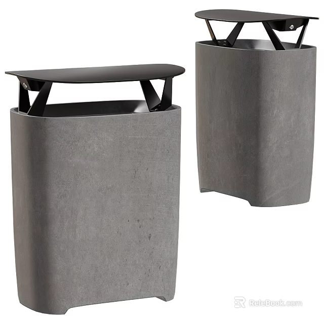 Modern Garden Ornaments Concrete Containers With Lid Outdoor Decor Two Pieces Design 3d model 