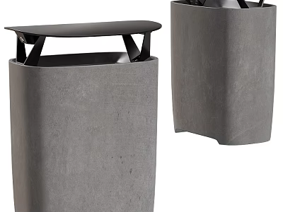 Modern Garden Ornaments Concrete Containers With Lid Outdoor Decor Two Pieces Design 3d model