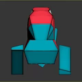 Geometric Shaped Decorative Furniture Piece With Red And Blue Polygonal Design For Modern Home