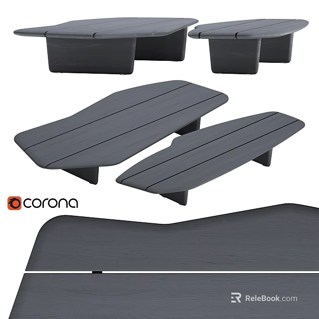 Modern Black Wooden Dining Table With Sleek Lines And Minimalist Design Structure 3d model 