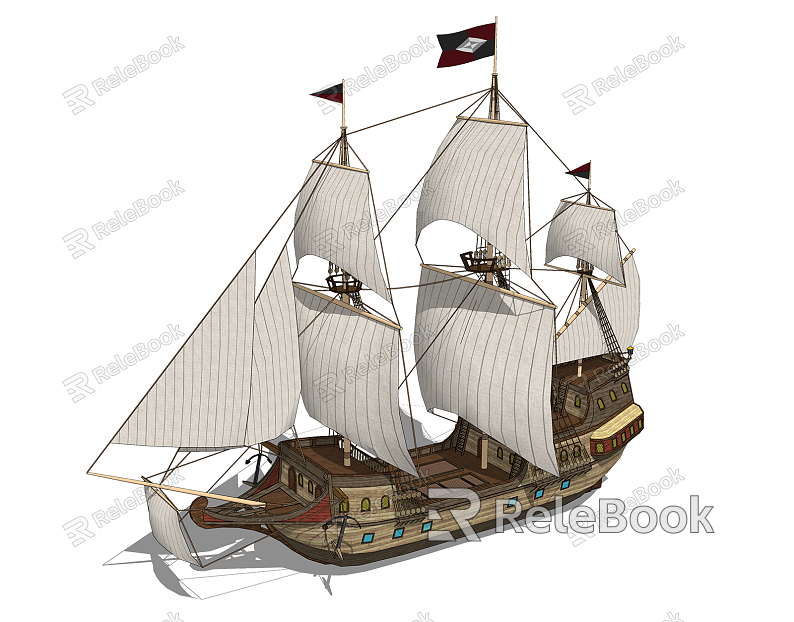 Modern sailing pirate ship hovercraft model