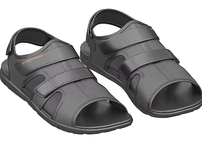 Men's Black Casual Sandals With Velcro Straps Comfortable Flat Sole And Everyday Design 3d model