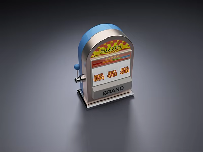 Modern Commercial Slot Machine with Jackpot 777 Display and Brand Logo 3d model