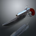 Vintage Pistol Style Combination Weapon With Metal Structure Red Grip And Blade Design