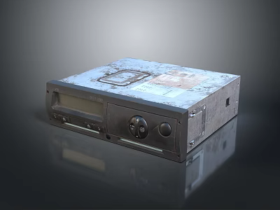 Vintage Computer Device With Worn Surface Label Control Knob And Display Screen 3d model