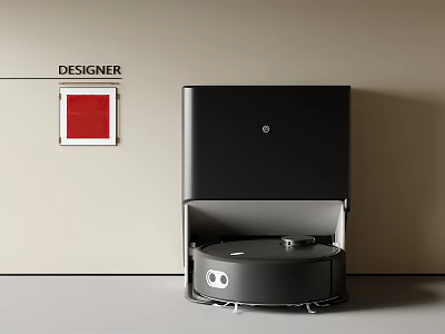 Designer Modern Robotic Vacuum Cleaner As Daily Use Appliance With Minimalist Background 3d model