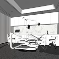Dental Clinic Modern Interior With White Cabinets Marble Countertop Dental Chair And Ceiling Lights