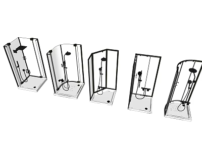 Modern Shower Sauna Enclosures With Transparent Glass And Various Design Shapes 3d model