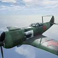 Green Camouflage Military Model Airplane With Red Stars And Propeller