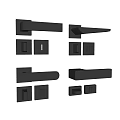 Modern Black Door Handles With Different Square And Rectangular Styles For Home 3d model