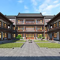 Traditional Chinese Ancient Architecture Complex With Courtyard 3d model