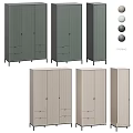 Modern Wardrobe With Vertical Stripe Design Multiple Colors Drawers And Storage Doors