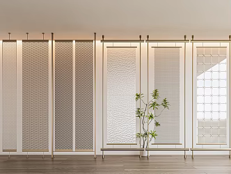 Water ripple glass partition metal mesh grille partition crystal glass art partition metal partition glass partition screen 3d model