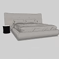 Modern Double Bed With Upholstered Headboard Pillows And Side Table 3d model