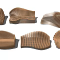 Modern Outdoor Chairs With Curved Wooden Slats And Ergonomic Design For Garden Spaces