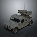 Tactical Military Hummer Vehicle With Roof Mounted Communication Equipment And Antennas