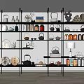 Ornaments Combination Bookshelf Bookcase Teapot 3d model