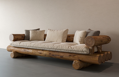 Log wind three-seat sofa 3d model