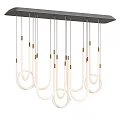 Modern Pendant Light Design With Multiple White Circular Tubes And Gold Accents