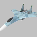 Modern Light Blue Camouflage Fighter Jet With Twin Vertical Tails And Black Cockpit