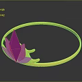 Golden Bangle With Pink Lotus Decoration And Shiny Circular Frame