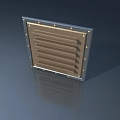 Sturdy Metal Frame Swing Door With Brown Louvered Panel Design 3d model