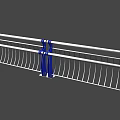 Modern Road Railing Structure With Blue Posts Silver Handrail And Vertical Bars 3d model