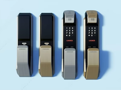 Modern Smart Door Locks With Digital Keypad And Fingerprint Recognition In Black And Gold 3d model