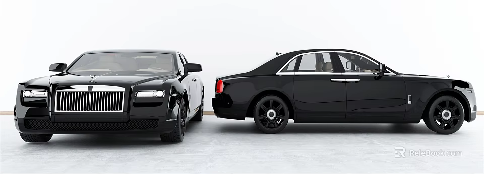 Black Luxury Sedans Displaying Front And Side Profiles With Sleek Exterior Design 3d model 