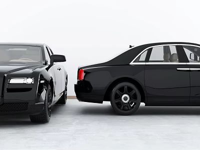 Black Luxury Sedans Displaying Front And Side Profiles With Sleek Exterior Design 3d model