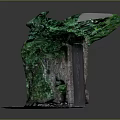 Rustic Entrance Gate With Wooden Door Stone Wall Green Vines Clay Pot And Grass Around