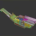 Yellow And Gray Tracked Mobile Industrial Machine With Conveyor Belt And Operator Cabin