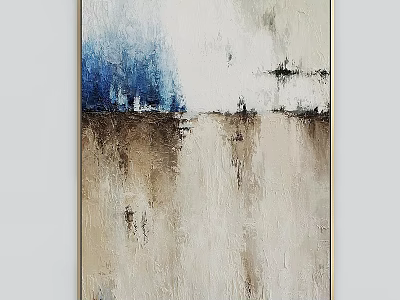 Sleek Modern Frame With Blue And Brown Abstract Art Texture Painting 3d model