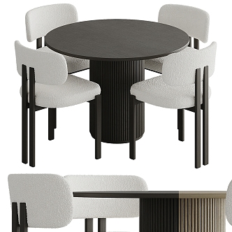 Quiet dining table and chair dining table and chair combination 3d model