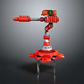 Red Industrial Robotic Arm Equipment With Rotating Base And Mechanical Joints