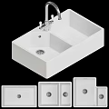Modern White Ceramic Wash Basin With Double Bowl Faucet And Various Designs