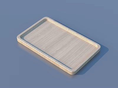 Light Colored Wooden Tray With Rectangular Shape And Natural Wood Grain Surface 3d model