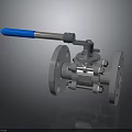 Industrial Metal Ball Valve With Blue Handle And Flange Connection