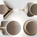 Modern Circular Metallic Wall Decor With Striped Patterns And Gold Accents 3d model
